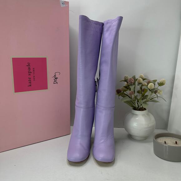 Kate Spade Rochelle Buttery Soft Leather Knee High Boot Frzen Lilac Women 7.5NWB - Picture 2 of 13